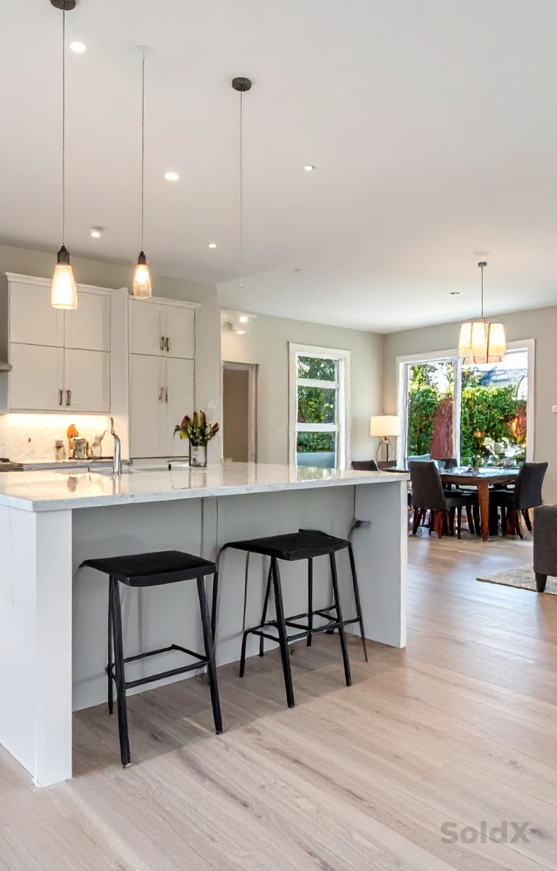 Modern renovated kitchen and dining area